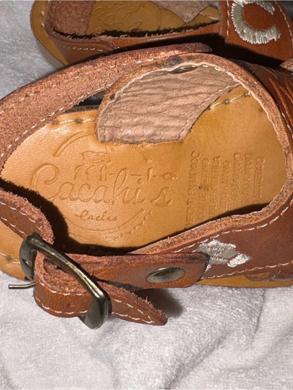 Mexican Leather Embroidered Kids Sandals - Toddlers